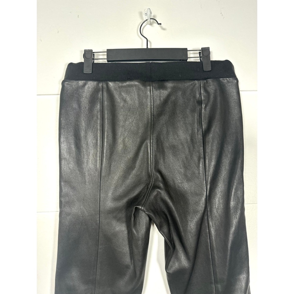 Pam & Gela Lambskin Track pants women's M leather stripe moto luxury $795 skinny - Picture 6 of 12